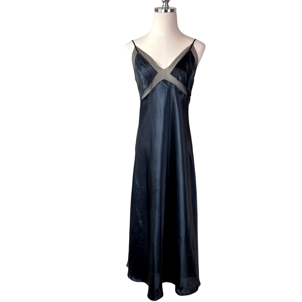 Victoria's Secret Very Sexy Midi Maxi Long Slip Dress Black Mesh Nightgown Large
